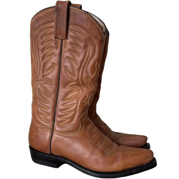 Rancho BIG Boys Cowboy Western boots Tan Sz US 5.5 Made in Mexico Sz 24.5 EE - Picture 1 of 15